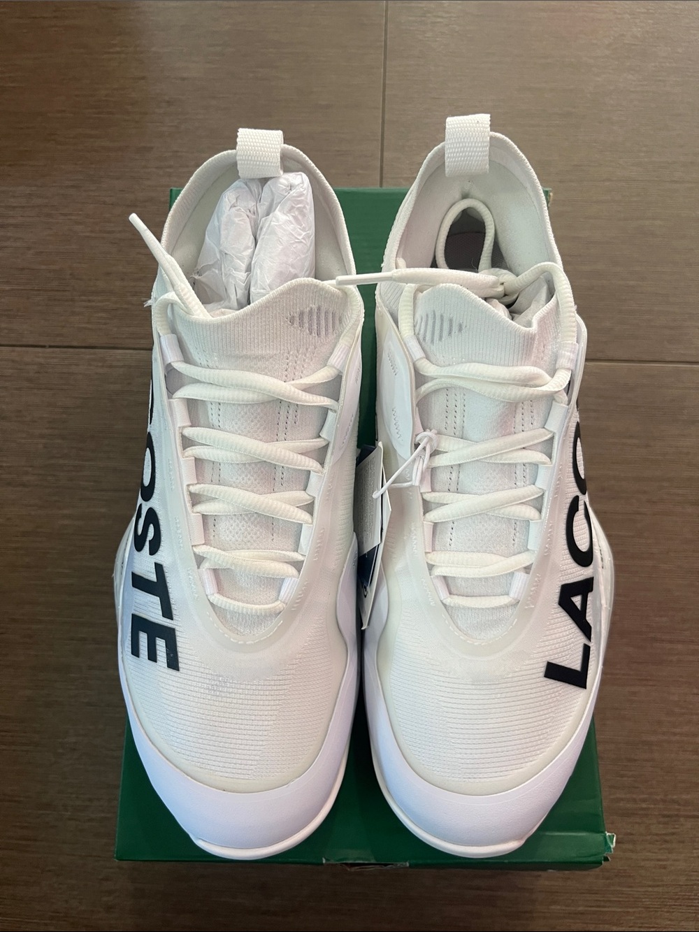 Lacoste Men’s AG-LT23 White Tennis Court Shoes with Black Side Logo